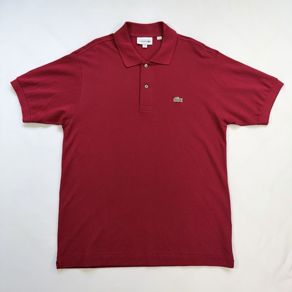 Lacoste Mens Red Pique Polo Shirt US Medium FR 4 Classic Fit Preppy Minimalist